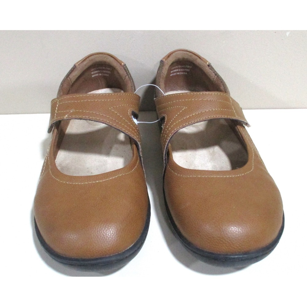 Oviaric Womens Mary Jane Loafers Tan Brown Comfort Walking Shoes Size 9.5 US
